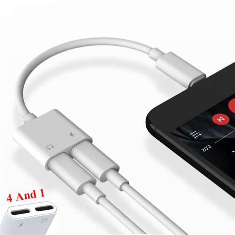 2 в 1 двойной аудио зарядный адаптер для iPhone XS 8 8 Plus 7 6 6S ...
