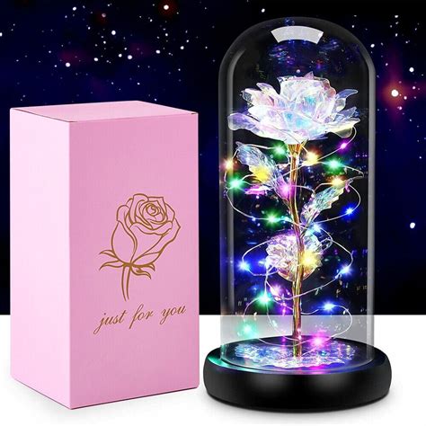 Eternal Galaxy Rose In Glass LED Enchanted 24K Gold Foil Rose Mother S