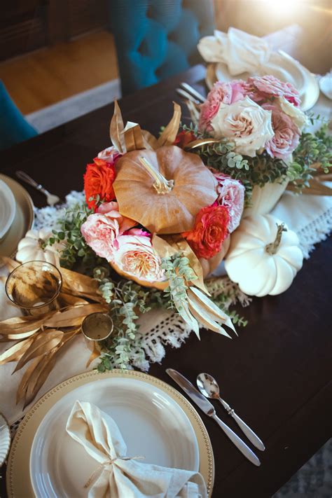 Pumpkin Centerpieces with Flowers - Anchored In Elegance