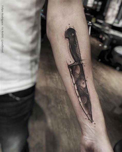 Chef Knife Outline Tattoo - Arm Tattoo's