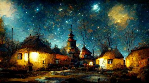 Village Night Digital Art by Ryan Lawcock | Pixels