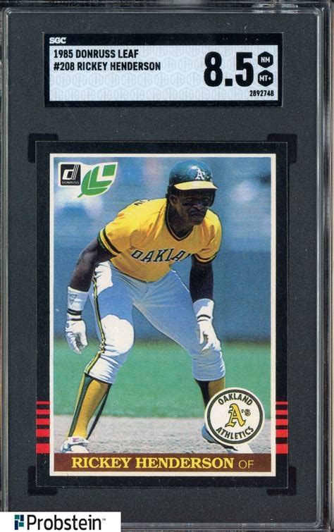 Donruss Leaf Rickey Henderson Oakland A S Hof Sgc Nm Mt