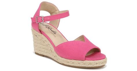 Lifestride Tess Ankle Strap Espadrille Platform Wedge Sandal In Pink Lyst