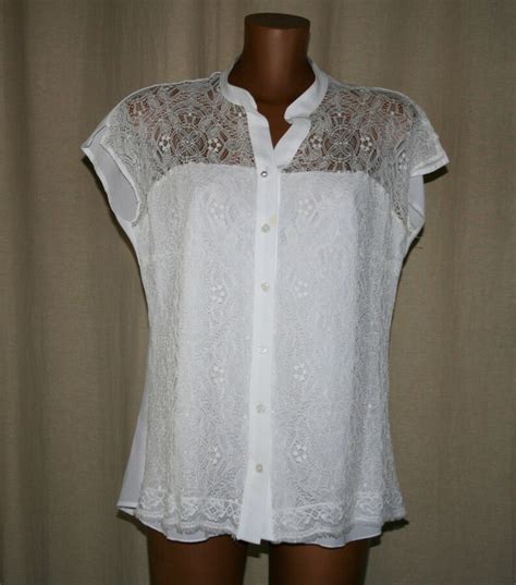 VINTAGE S Sexy Nude Look White Lace Blouse Made In Italy Etsy