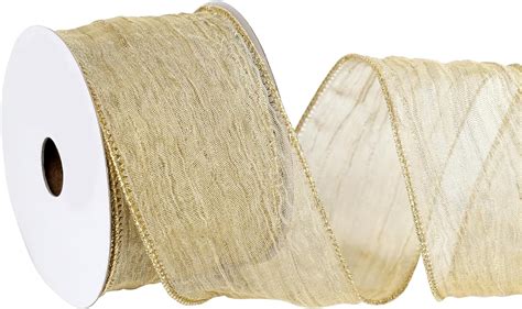 Amazon MAYREEL Champagne Wired Ribbon 2 5 Inch X 10 Yard Metallic