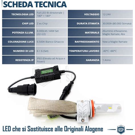 Kit Full LED H11 CANbus Professionale Conversione Da Alogena H11 A