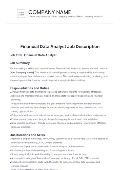 Free Financial Data Analyst Job Description Template Edit Online And Download