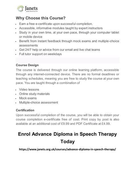 Advance Diploma In Speech Therapy Pdf