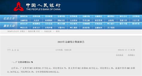 央行发布2023年金融数据：全年人民币存款同比少增5101亿元，人民币贷款同比多增131万亿元 每日经济网