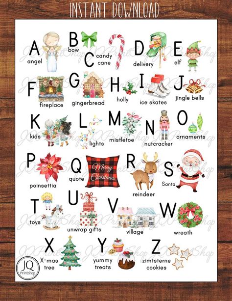 Printable Christmas Art Christmas Abc S A Z Christmas Words