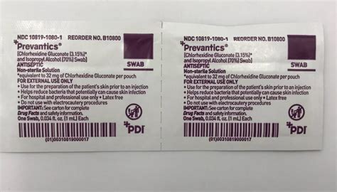 Pdi B10800 Prevantics Antiseptic Non Sterile Swab 0034 Fl Oz 1 Ml