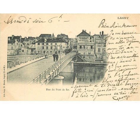 Carte Postale Ancienne 77 LAGNY SUR MARNE Rue Du Pont De Fer 1901