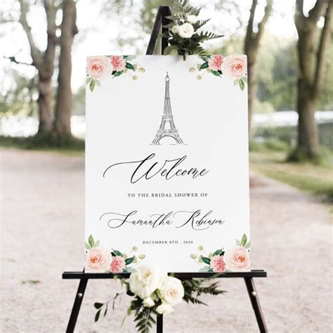 Paris Bridal Shower Welcome Sign Printable Paris Bridal Etsy