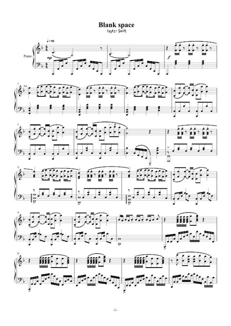 Blank Space Arr Taylor Swift By Taylor Swift Sheet Music For Piano Solo At Sheet Music Direct