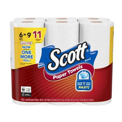 Scott Paper Towels, 6 Mega Rolls (=11 Regular Rolls), Choose-A-Sheet ...