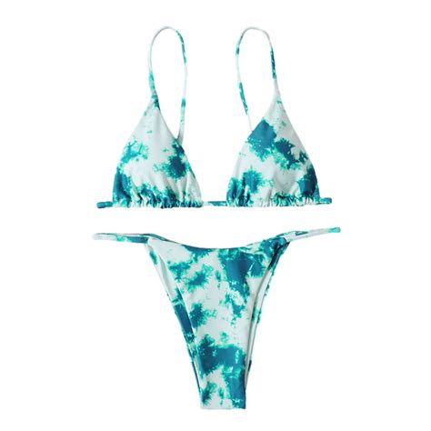 Buigttklop Women S Triangle Bikini Set Colorful Tie Dyed Bikini Women S