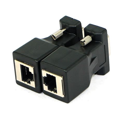 1 Pair Vga Extender Male Female To Lan Rj45 Cat5 Cat6 20m Network Cable Adapter