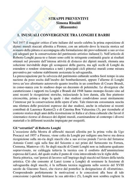 Riassunto Esame Storia E Teoria Del Restauro Prof Ciancabilla Libro