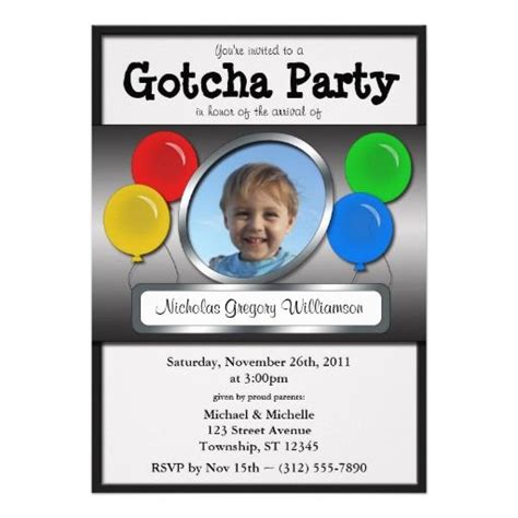 Gotcha Party Balloon Adoption Invitations Zazzle Adoption Party