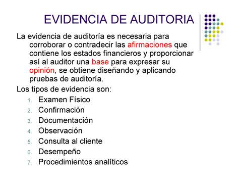 Evidencia De Auditoria Evidencia De Auditoria La Evidencia De