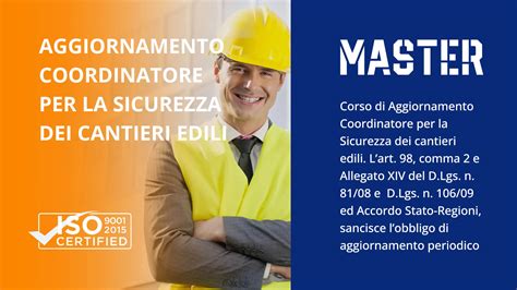 Aggiornamento Coordinatore Per La Sicurezza Dei Cantieri Edili Master