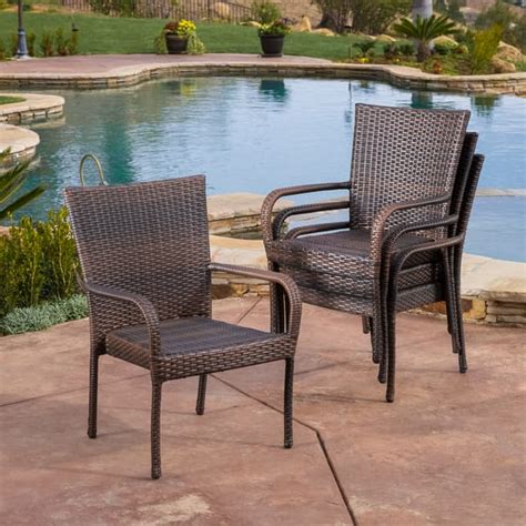 Benhill Outdoor Stackable Chairs Set Of 4 By Christopher Knight Home