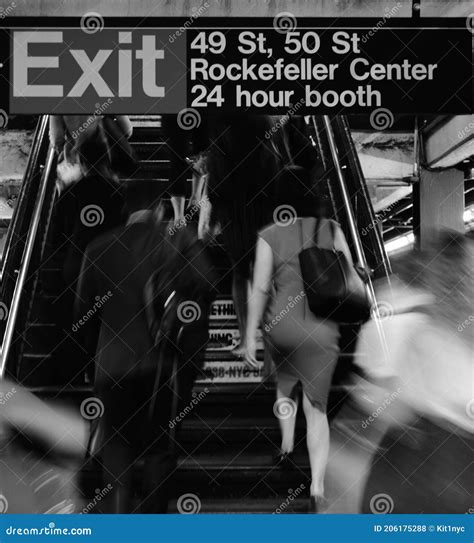 Busy New York City Subway Station Commuters Walking Up the Stairs NY