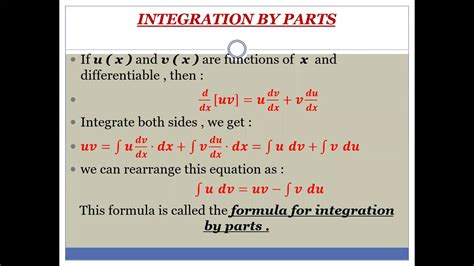 Lecture 4 Integration By Parts التكامل بالتجزئة Youtube