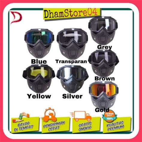 Jual Goggles Kacamata Masker Full Face Helem Goggle Mask Helm Gun Ski