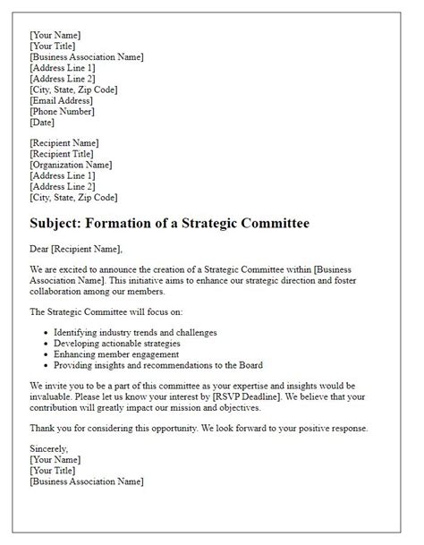 Letter Template For Association Committee Formation Announcement Free