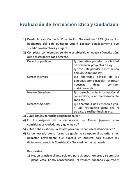 Evaluación de Formación Ética y Ciudadana CN derechos y garantías