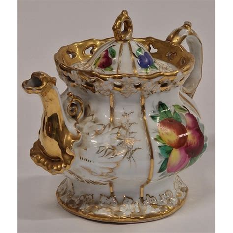 Ct Carl Tielsch Altwasser German Porcelain Tea Pot With Gilt Decoration