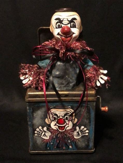 Creepy Clown Jack In The Box Ooak Art Vintage Mattel Toy Zombie Halloween Ebay Vintage