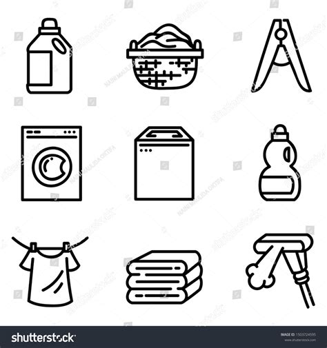 Laundry Themed Doodle Set Vector Isolated Stock Vector Royalty Free