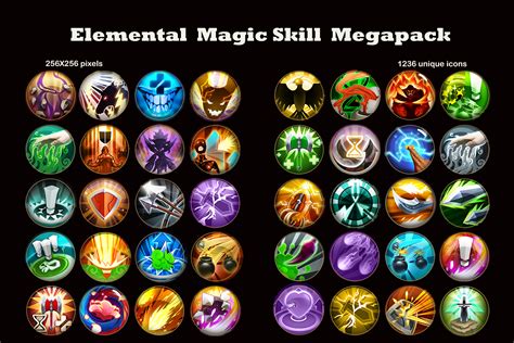 Elemental Magic Skill Megapack | 2D Icons | Unity Asset Store