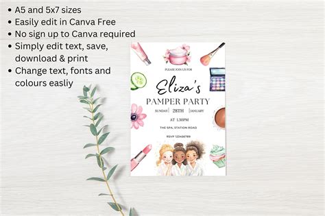 Printable Girls Pamper Party Invitation Template Spa Birthday Party