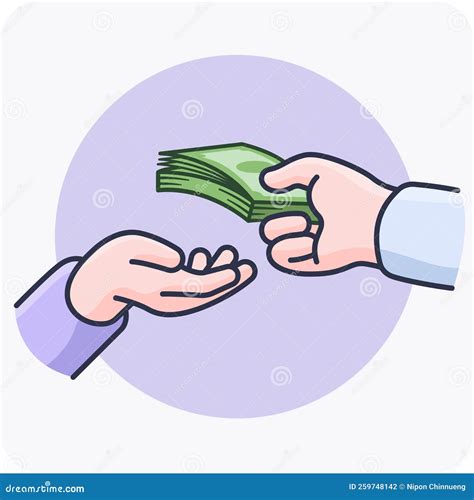 Handing Over Money To Other Cash In Hand Income Concept Stock Vector