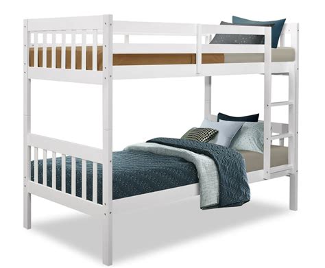 Miko Bunk Bed With Ladder And Guard Rail For Kids White Twintwin