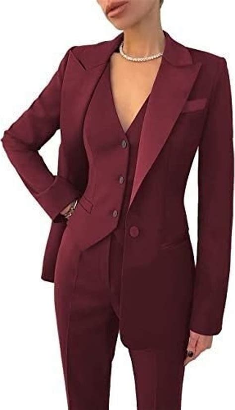 Burgundy Women 3 Piece Suit Women Tuxedo Suit Women Prom Etsy