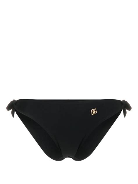Dolce Gabbana Logo Plaque Bikini Bottoms Black FARFETCH UK