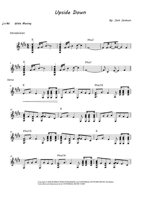 Upside Down Arr Cleber Correia By Jack Johnson Sheet Music For Solo