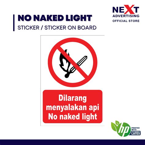 No Naked Lights Sign Dilarang Menyala Api Warning Sign Sticker On Board Shopee Malaysia