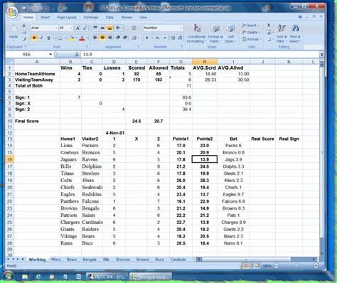 Football Nfl Sports Betting Bet Excel Spreadsheet Software