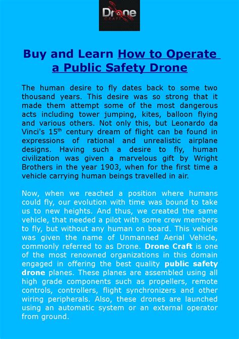 How to operate a public safety drone by DroneCraft - Issuu