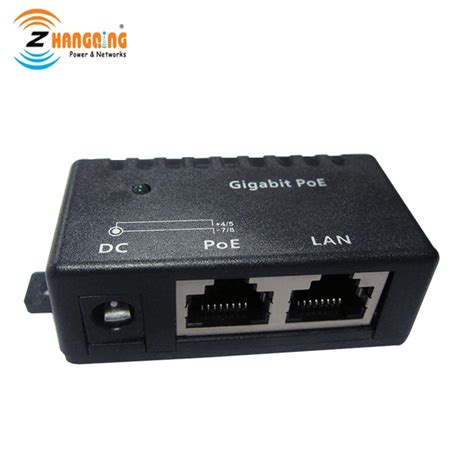 POE Injector Gigabit 48V 24V 12V 56V 100/1000Mbps Single Port Gigabit POE Cube-in Transmission ...