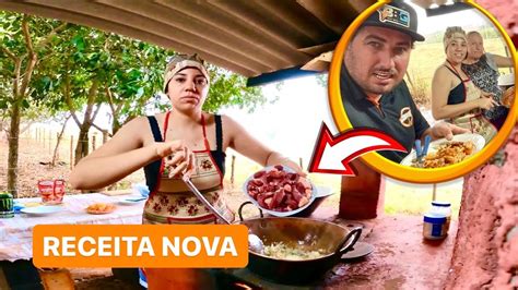 ZORDANDA COZINHA PELA PRIMEIRA VEZ MACARÃO CARNE NO FOGÃO A LENHA