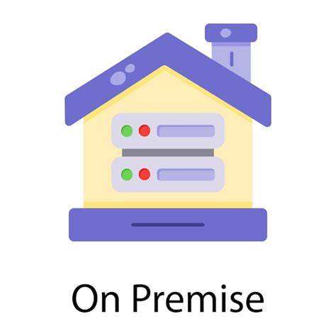 Premium Vector | Server with a home building, flat icon of on premise