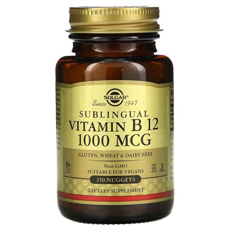 Витамин B12 сублингвальный Solgar (Sublingual Vitamin B12) 1000 мкг 250 ...
