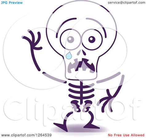 Clipart Of A Scared Halloween Skeleton Crying Royalty Free Vector