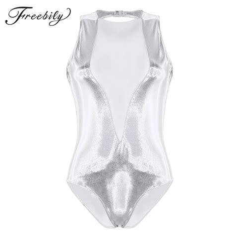 Women Sexy Holographic Mesh Front Bodysuit Rompers Exotic One Piece